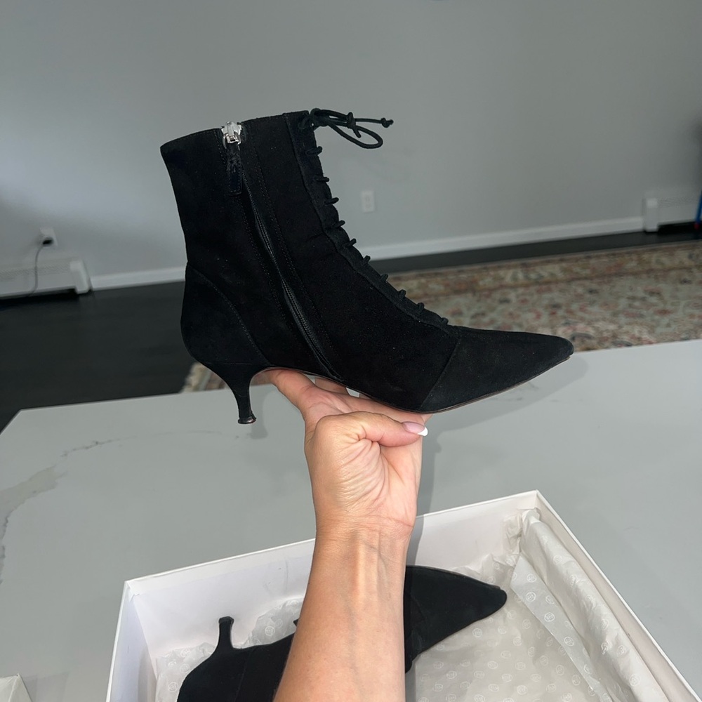 Tabitha Simmons Black Suede Lace-Up Ankle Boots